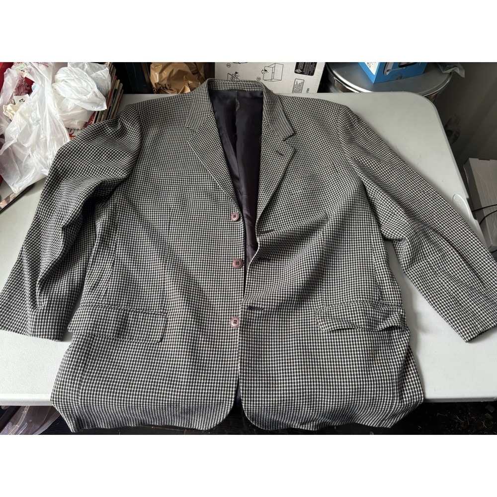 Vtg Messori Blazer EU‎ 52 US L Made In Italy Checkerboard